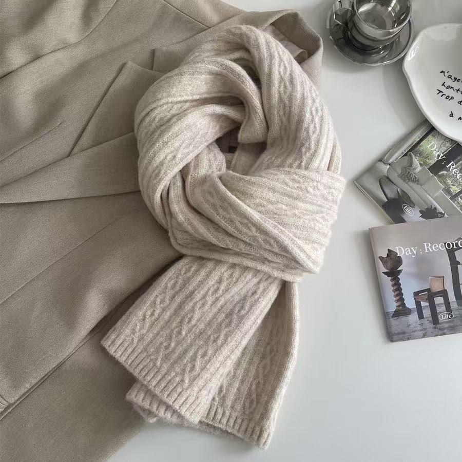 Solid Color Knit  Scarf for Women, Winter Neck Wrap