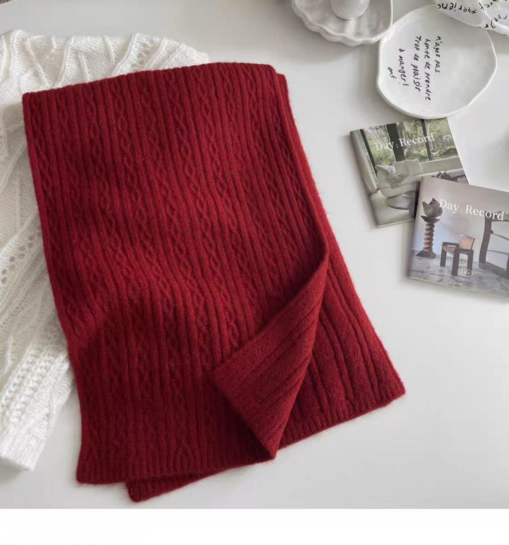 Solid Color Knit  Scarf for Women, Winter Neck Wrap