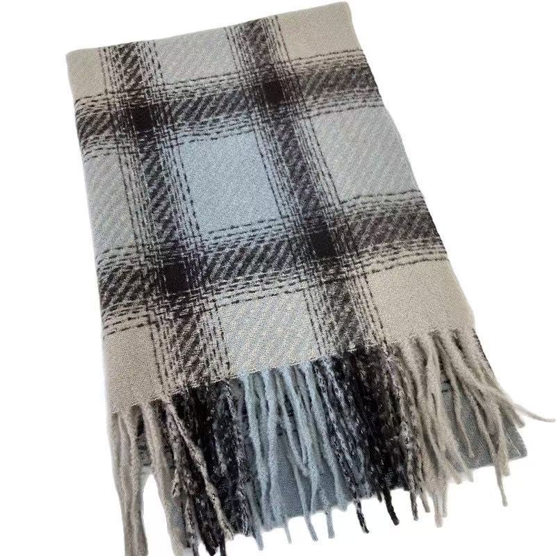 Checked Winter Scarf for Women, Soft Polyester Neck Wrap