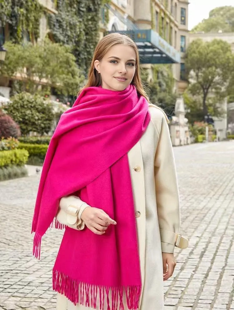 Solid Color Winter Shawl Scarf for Women, Soft and Thick